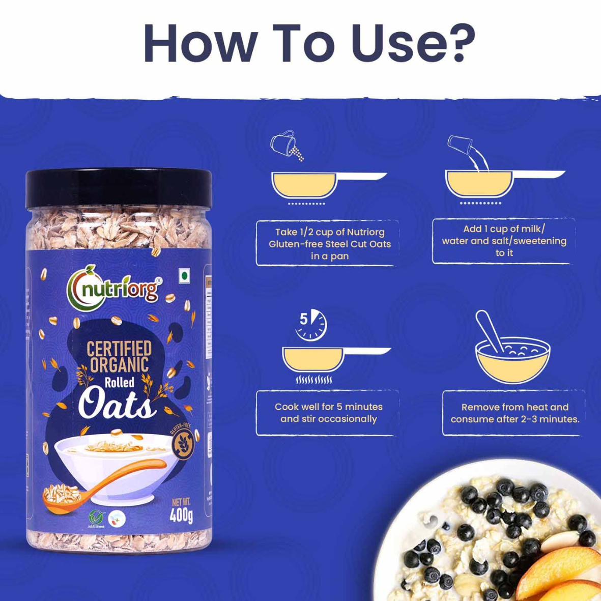 Nutriorg Certified Organic Rolled Oats 400g