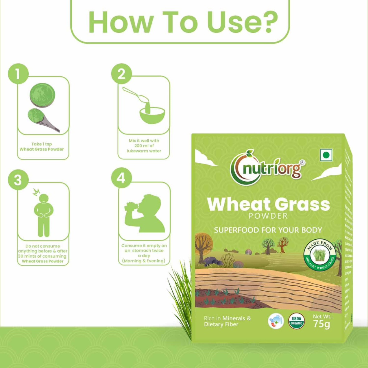 Nutriorg Certified Organic Wheatgrass powder 75g