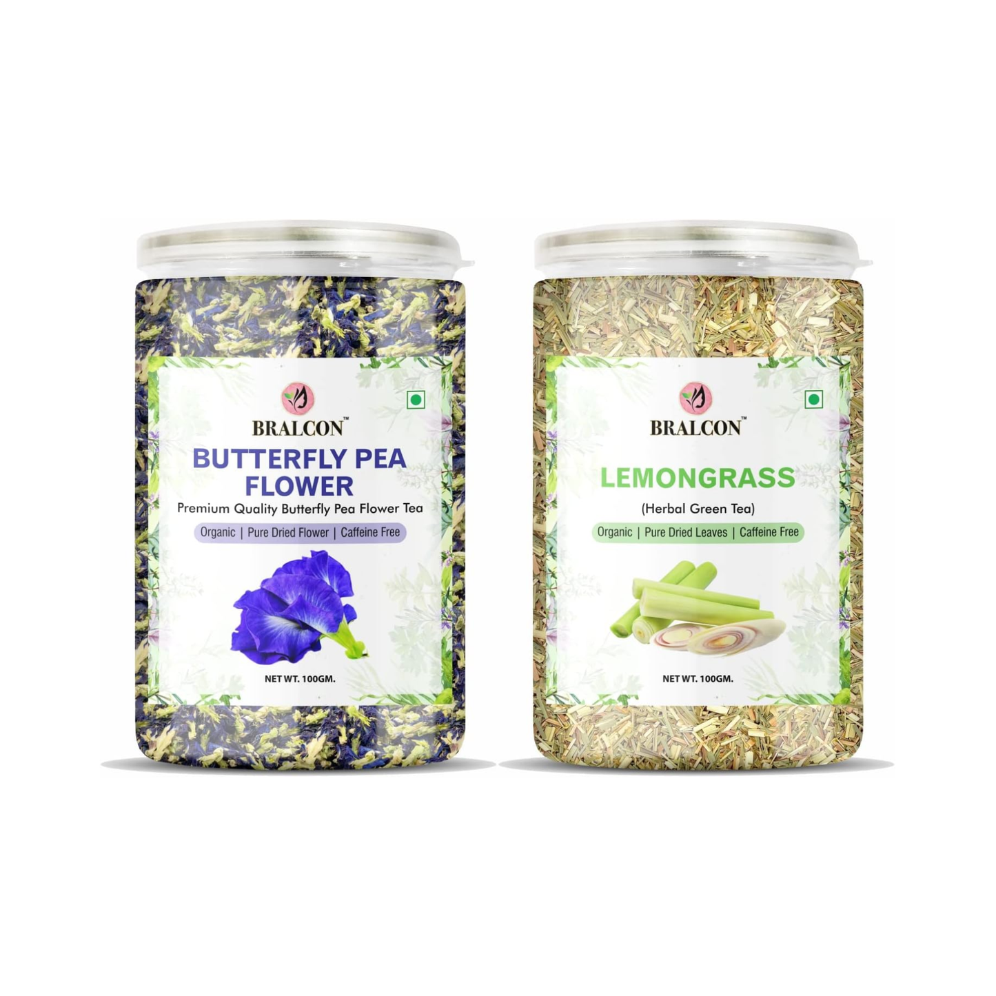 Bralcon Butterfly Pea Flower Tea, Lemongrass Tea-200g(100g x 2 Pack)