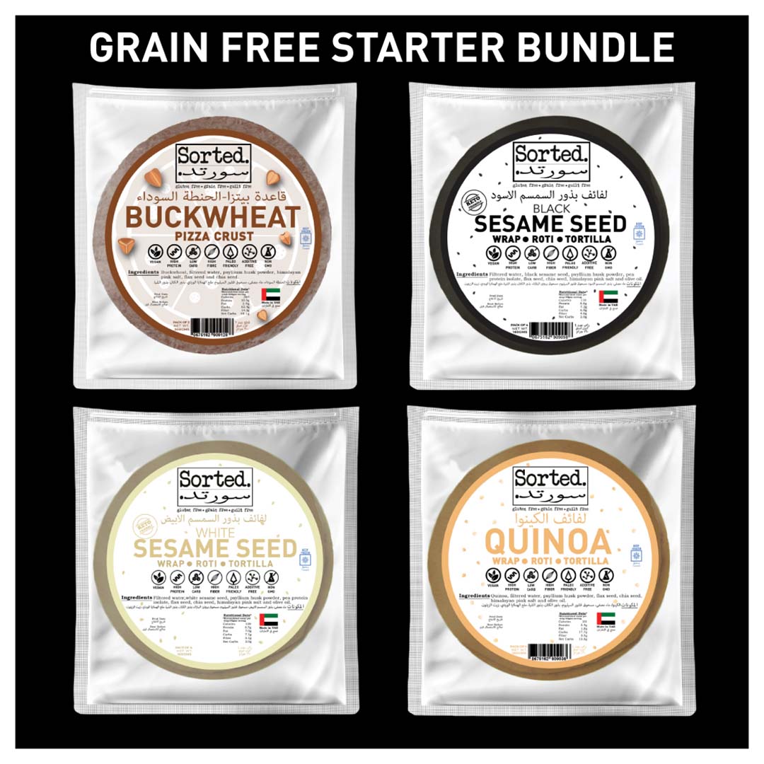 Grainfree Starter Bundle: Three packs of wraps, one pack of pizza crust.