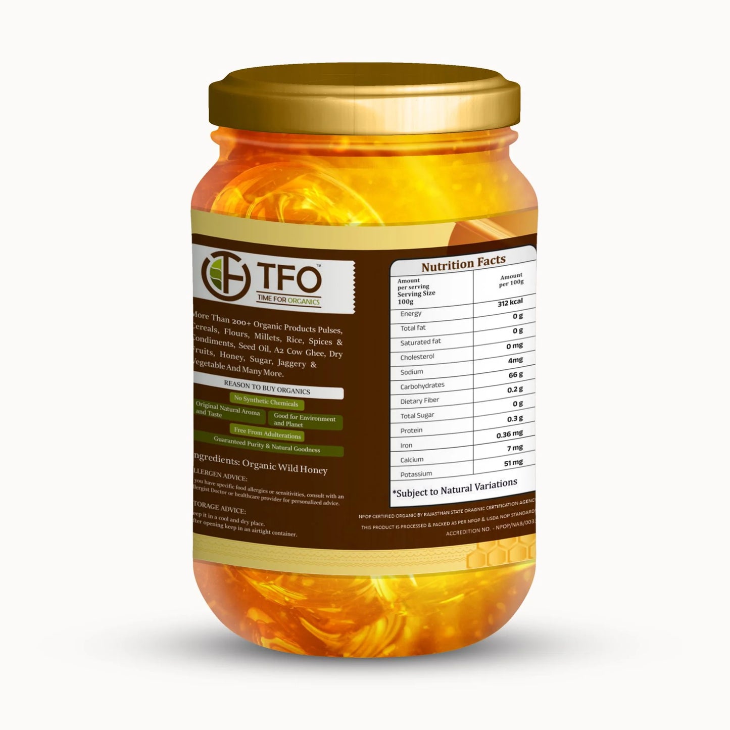 TFO Organic Wild Honey 250ml