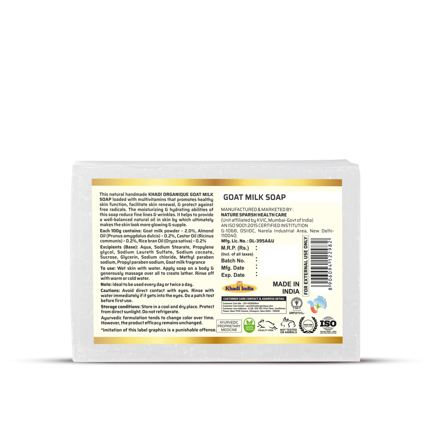 Khadi Organique Goat Milk Soap 125G
