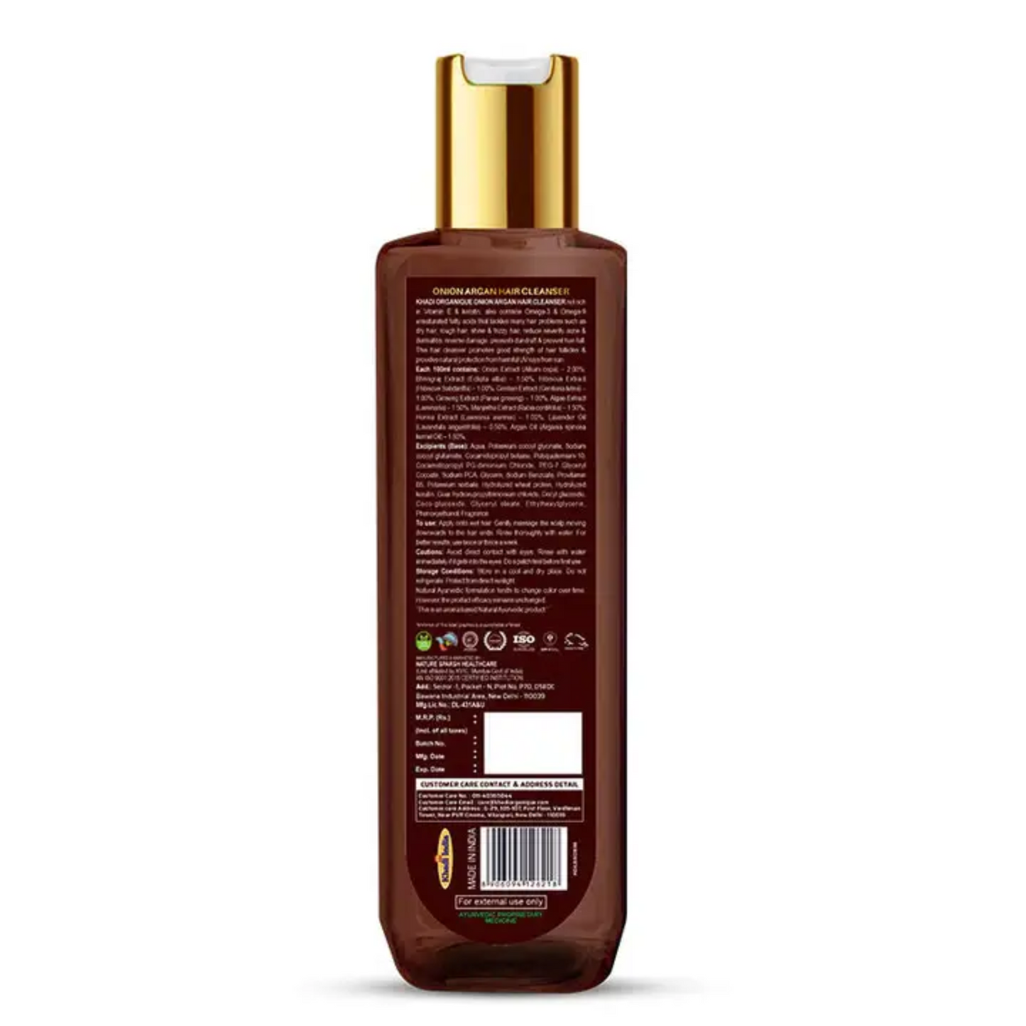 Khadi Organique Onion Argon Hair Cleanser (SLS & Paraben free) 200ml