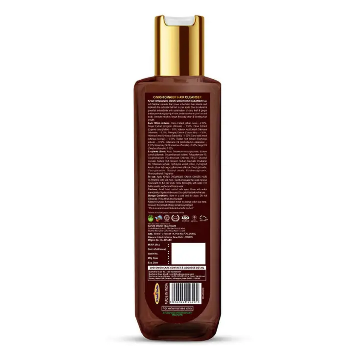 Khadi Organique Onion Ginger Hair Cleanser (SLS & Paraben free) 200ml