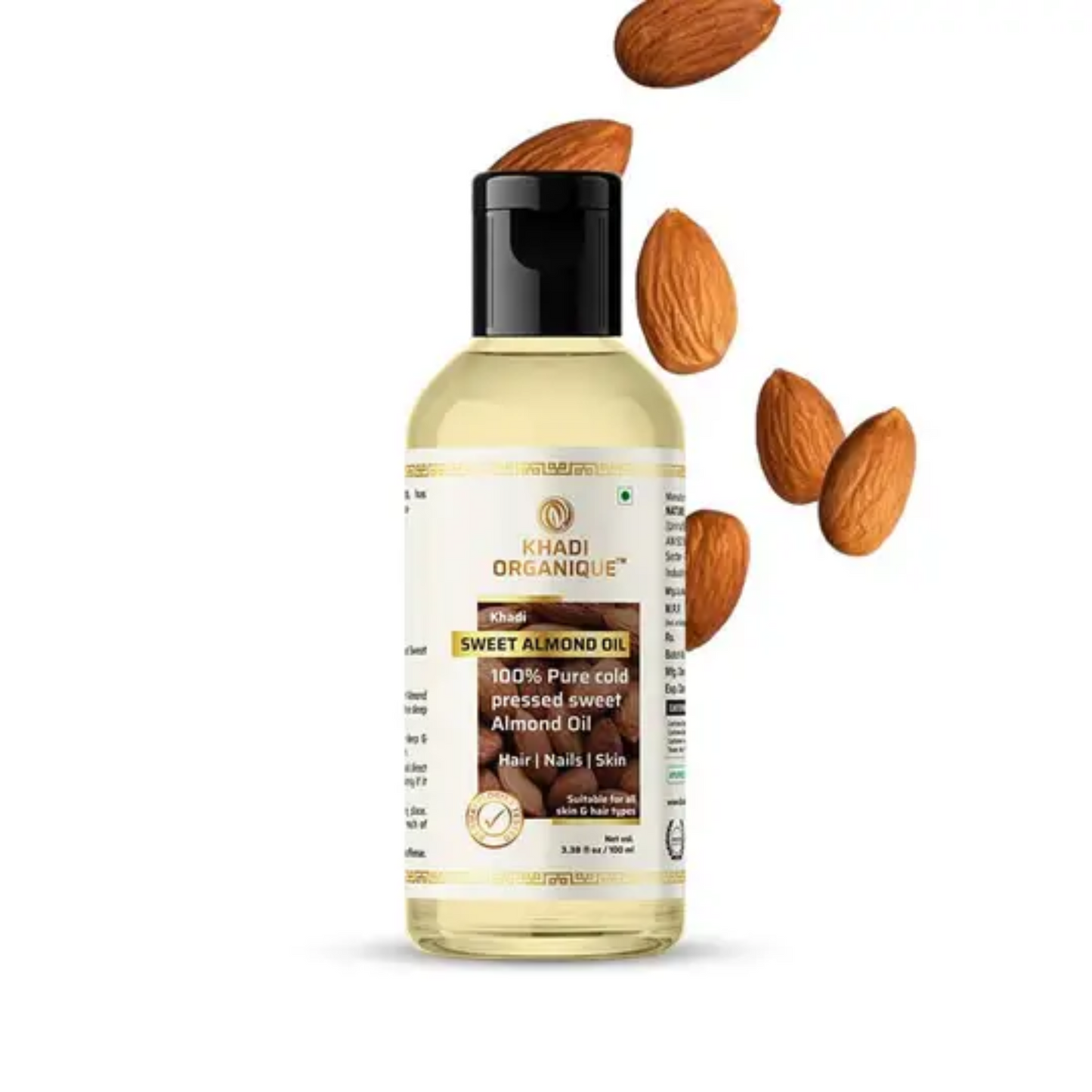 Khadi Organique Sweet almond oil (100% cold pressed ) 100ml