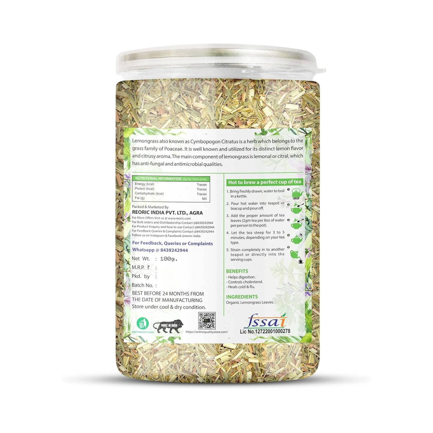 Bralcon Organic Lemongrass Herbal Tea - 100g