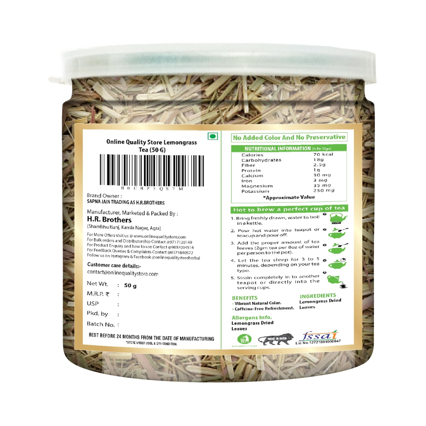 Online Quality Store Organic Lemongrass Herbal Tea-50g
