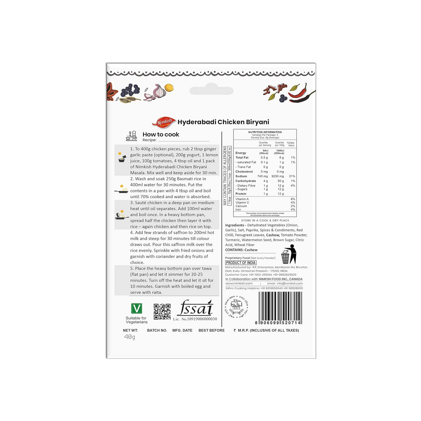 Nimkish Hyderabadi Chicken Biryani 40g