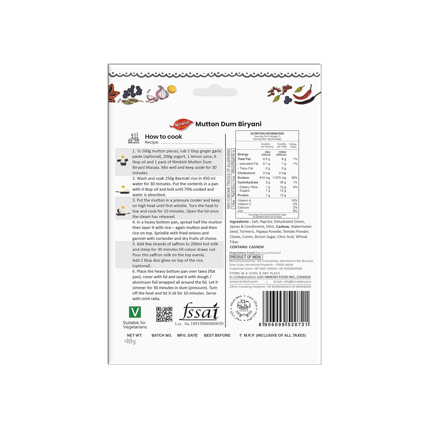 Nimkish Mutton Dum Biryani 40g