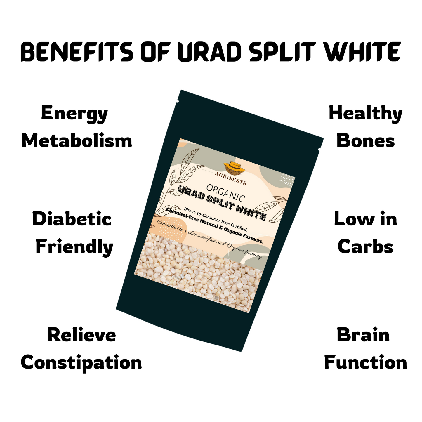 Organic Urad Split White 500g