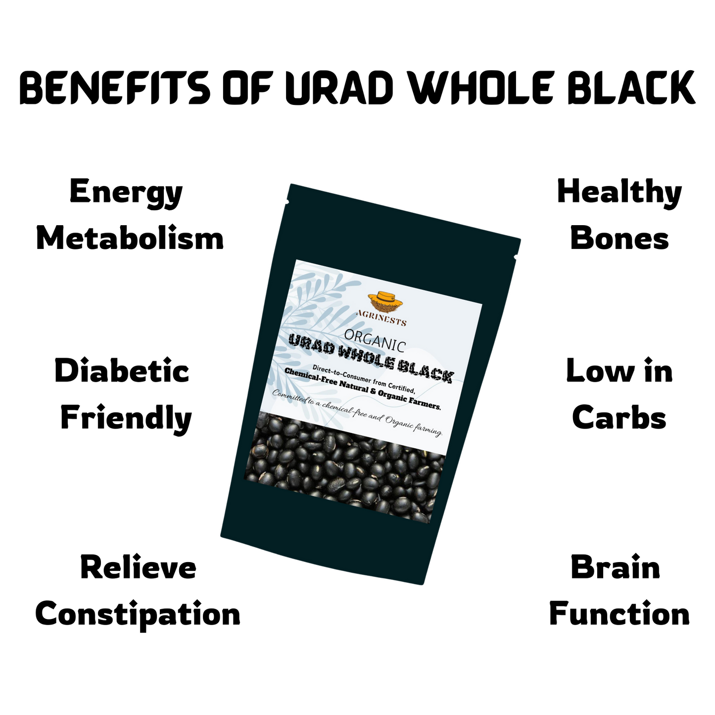 Organic Urad Whole Black 500gm
