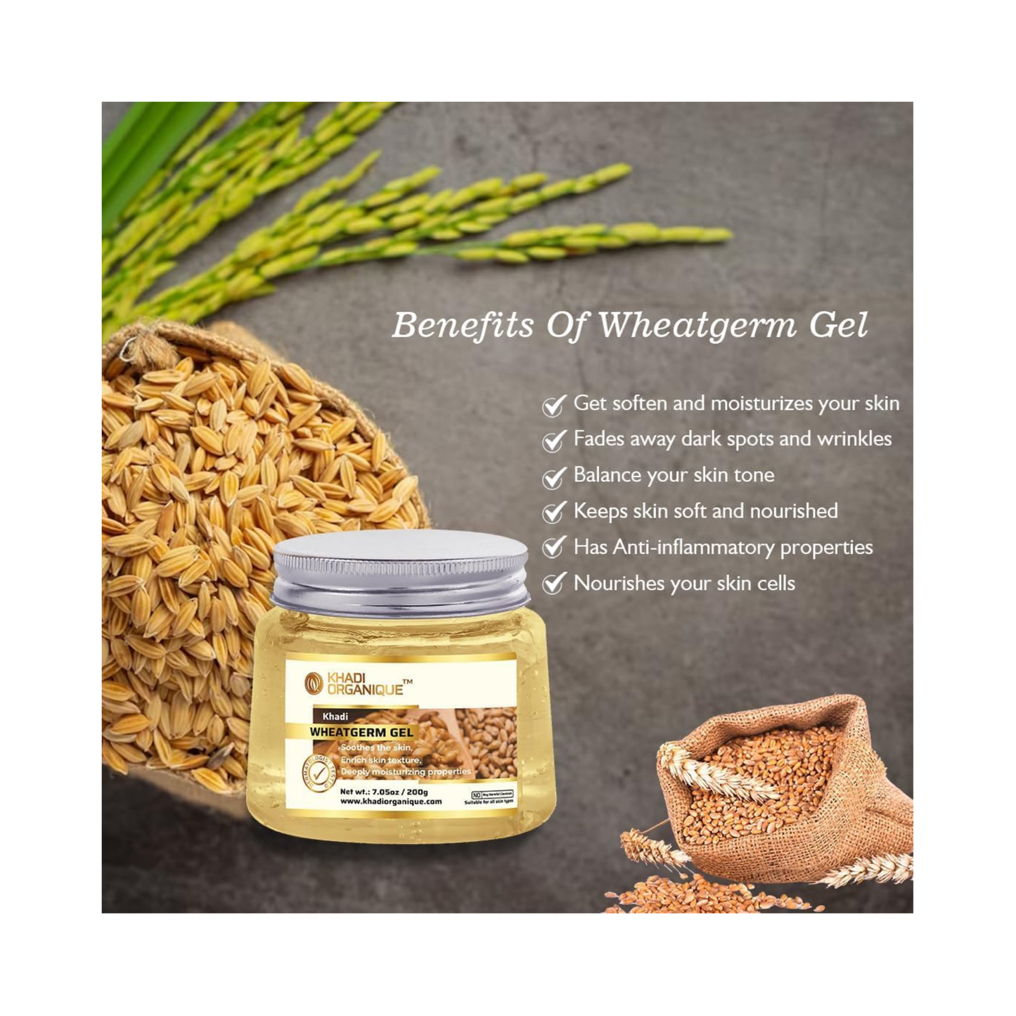 Khadi Organique Aloe Vera Gel with Wheatgerm, Green Tea & Licorice 200ml