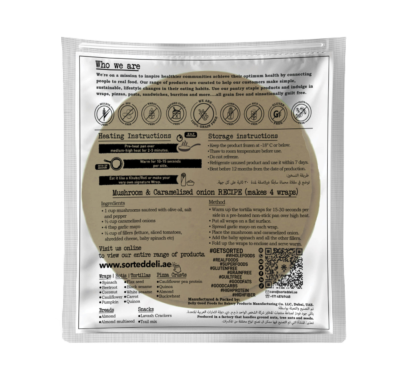 White Sesame Wrap with Pea Protein – 2gms Net Carbs | Gluten Free | Pack of 4
