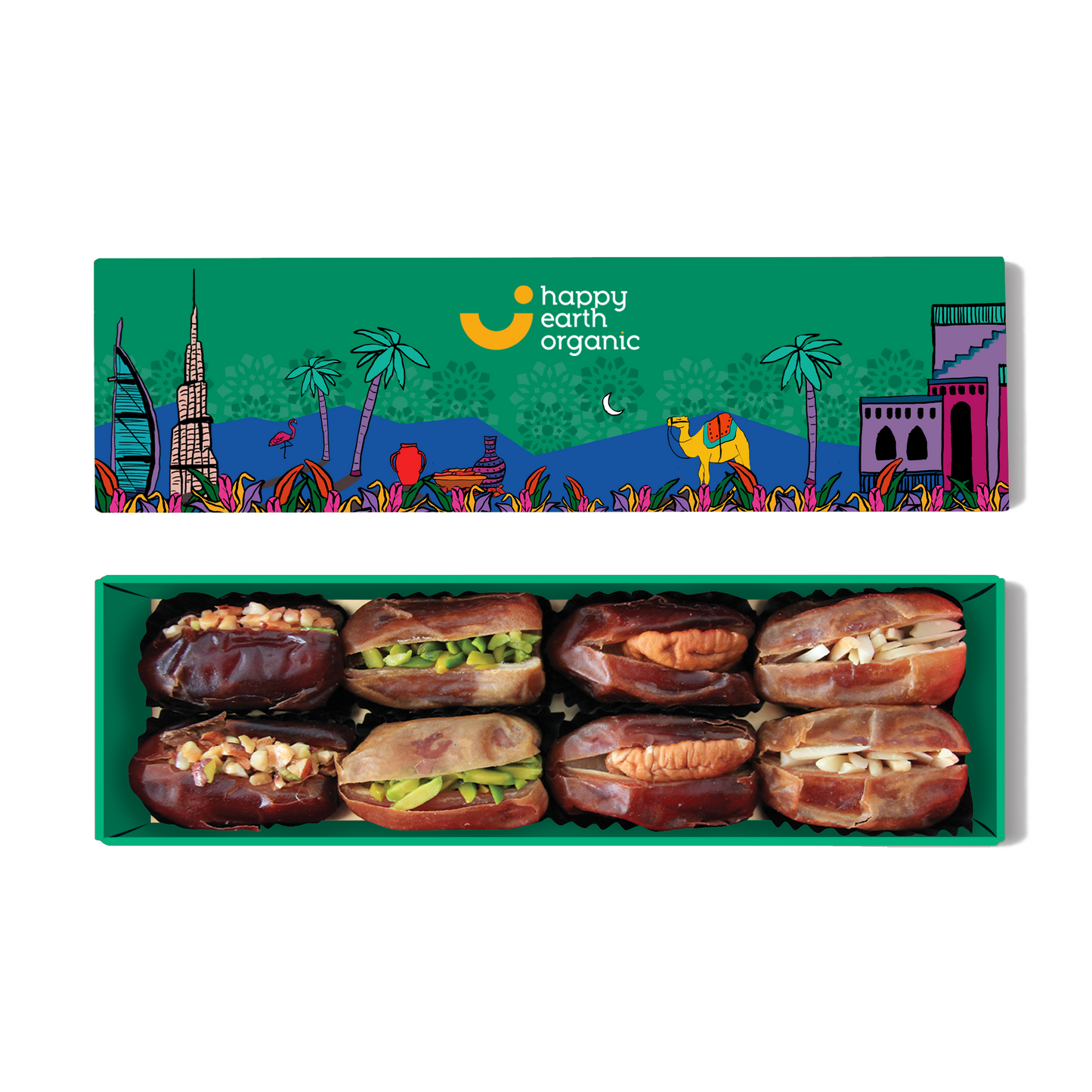 Organic Dubai Green Filled Dates-145g