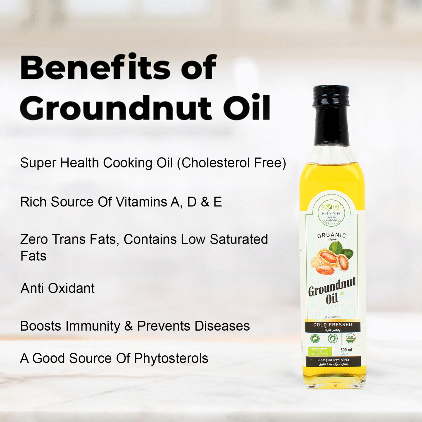 Sow Organic Groundnut Oil 500ml