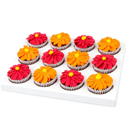Orange & Fuchsia Diwali Cupcakes