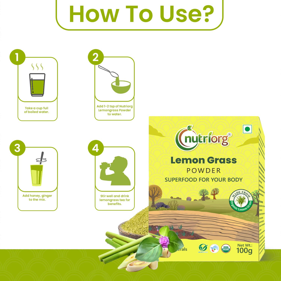 Nutriorg Lemon Grass Powder 100g