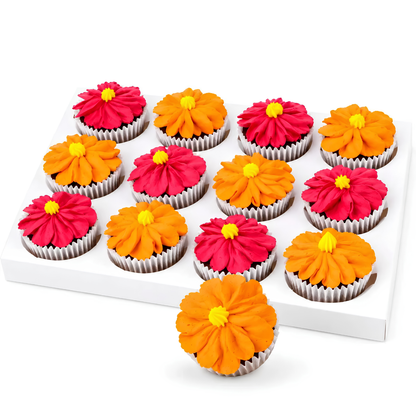 Orange & Fuchsia Diwali Cupcakes
