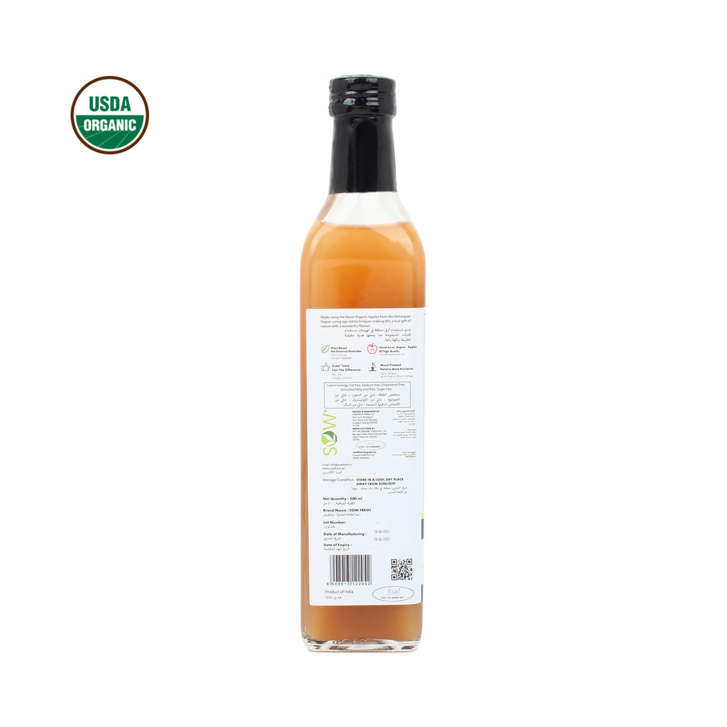 Sow Organic Apple Cider Vinegar With Mother 500ml