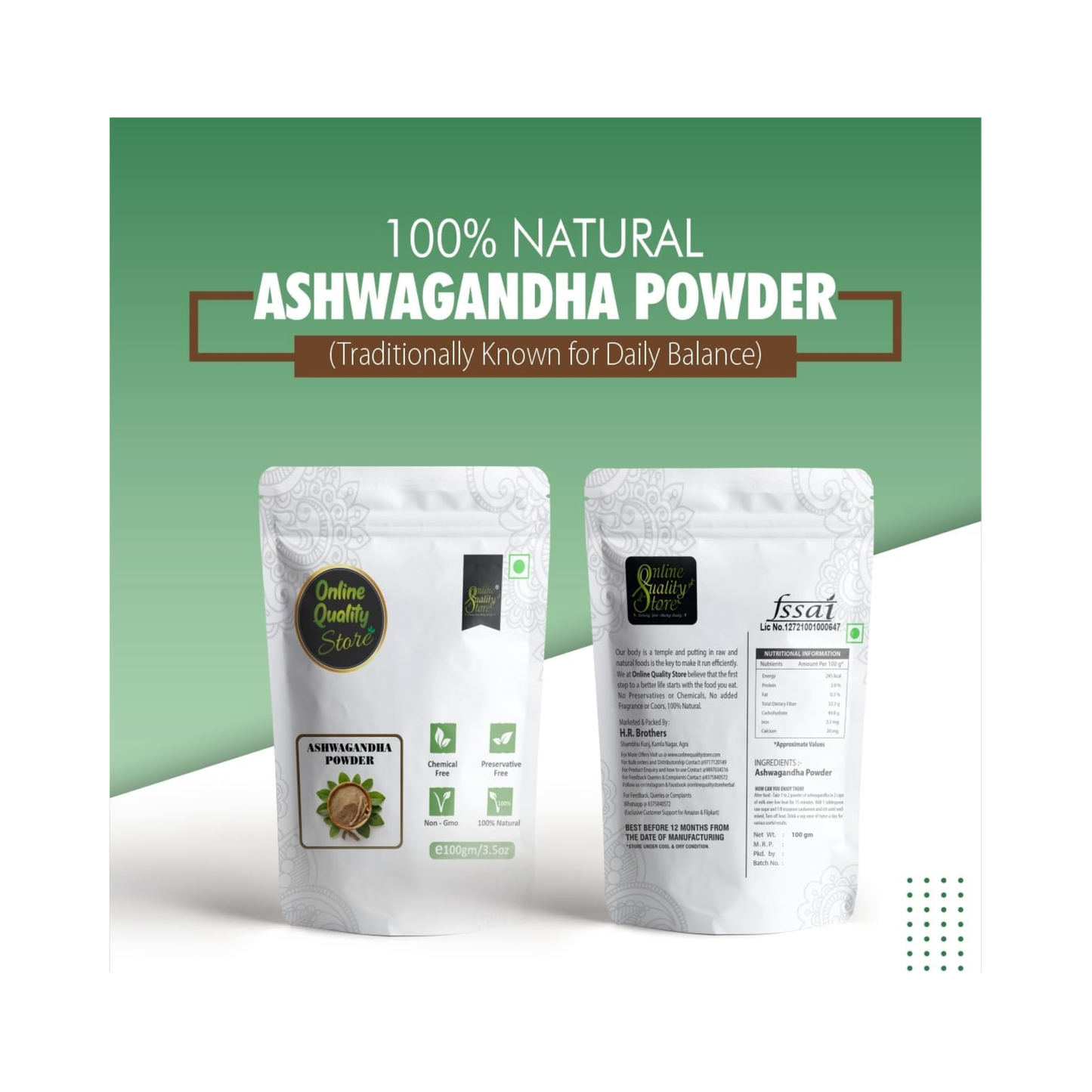 Online Quality Store Organic Ashwagandha Powder-100g