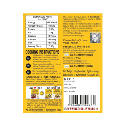 Naturally Yours Gluten Free Beetroot Noodles 100g