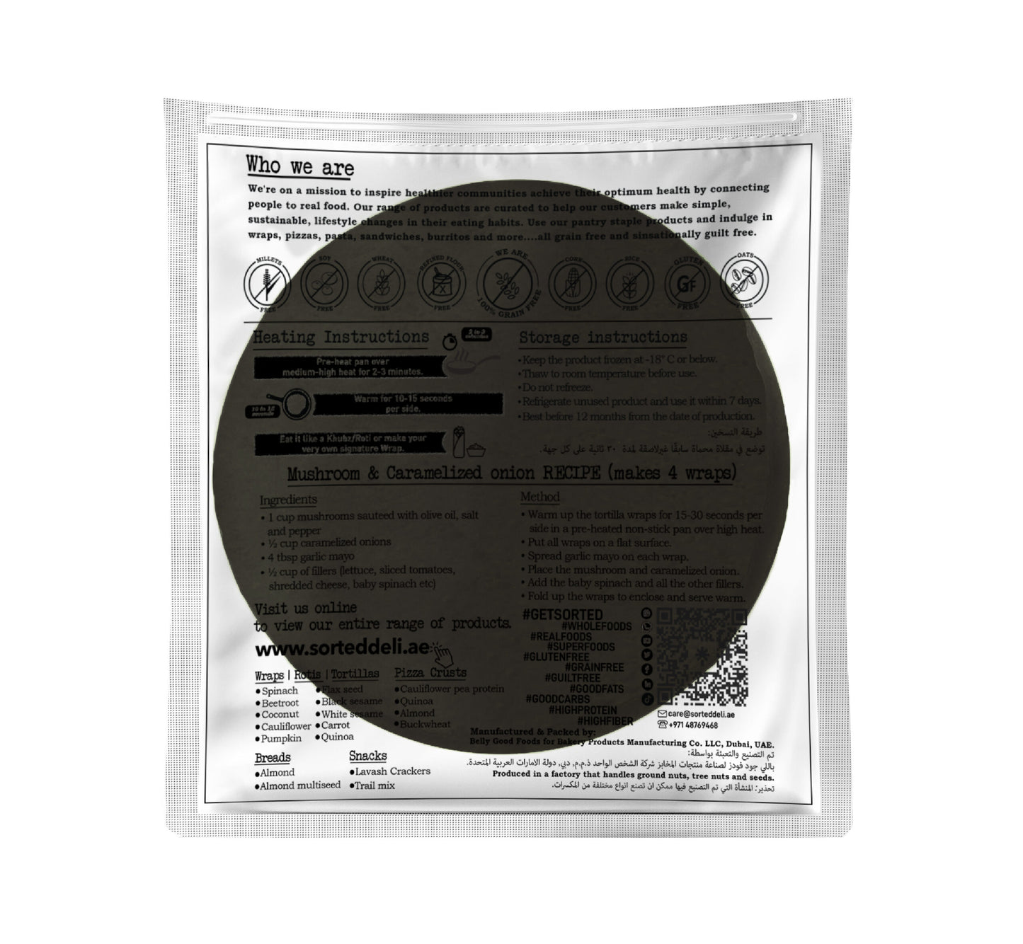 Black Sesame Wrap with Pea Protein – 2gms Net Carbs | Gluten free | Pack of 4