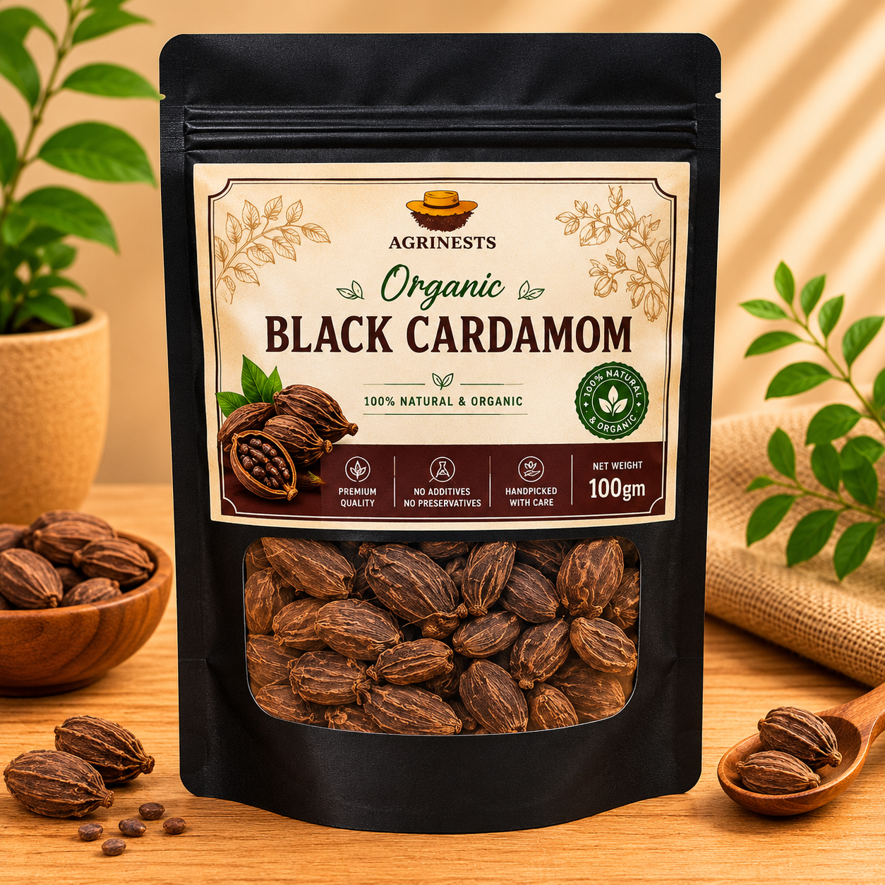 Organic Black Cardamom 100gm