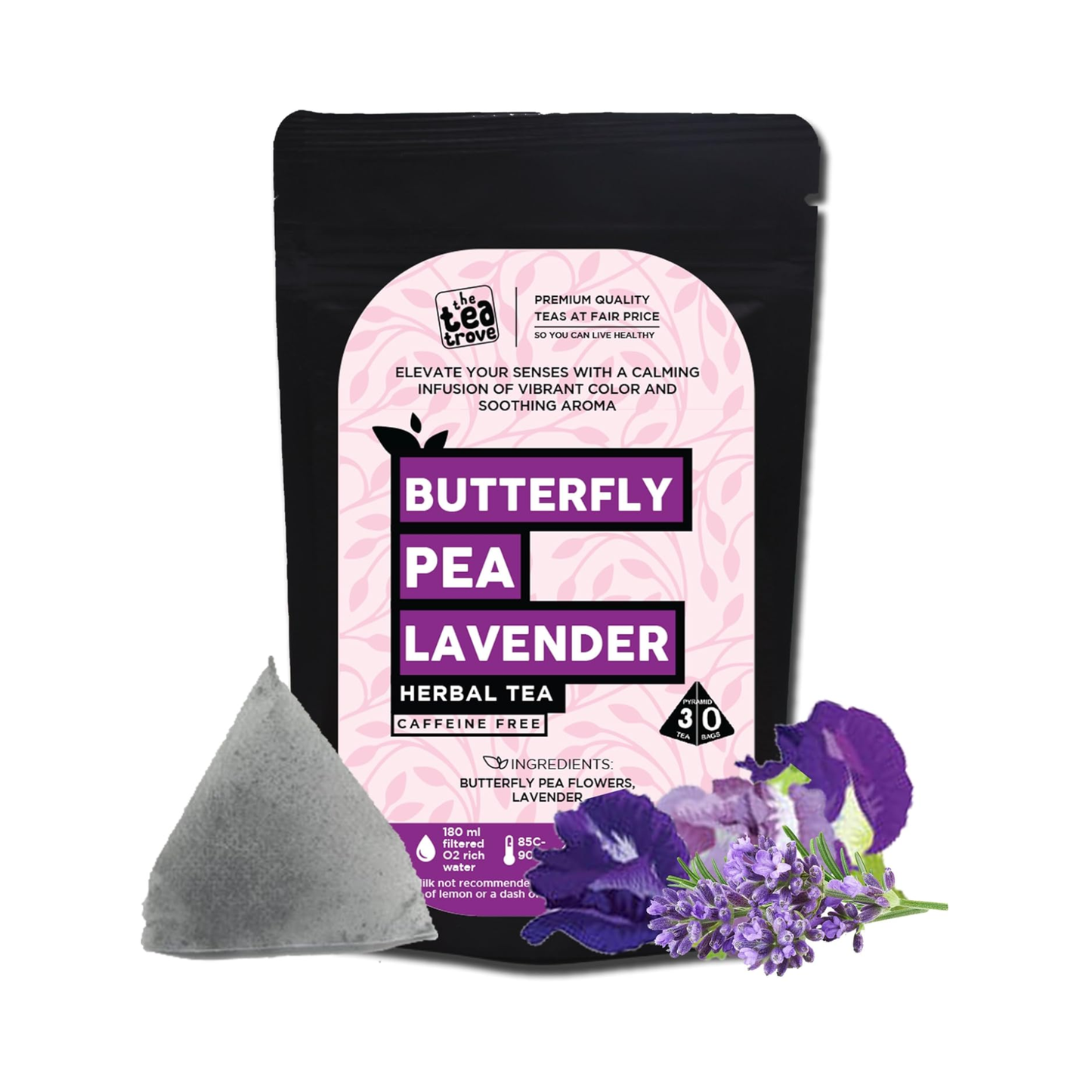 Blue Lavender 30pcs biodegradable pyramid tea bags pouch