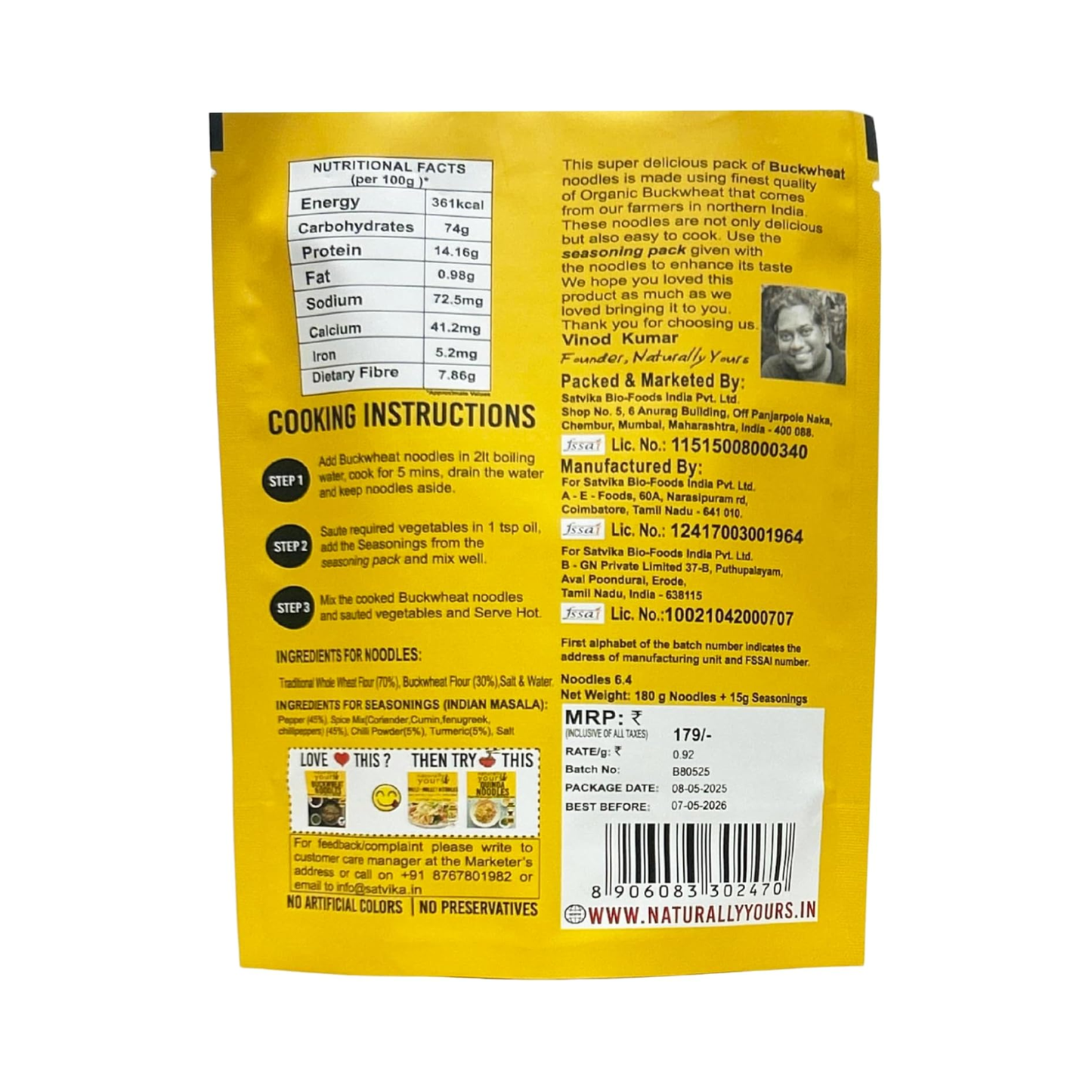 Naturally Yours Buckwheat Noodles 180g