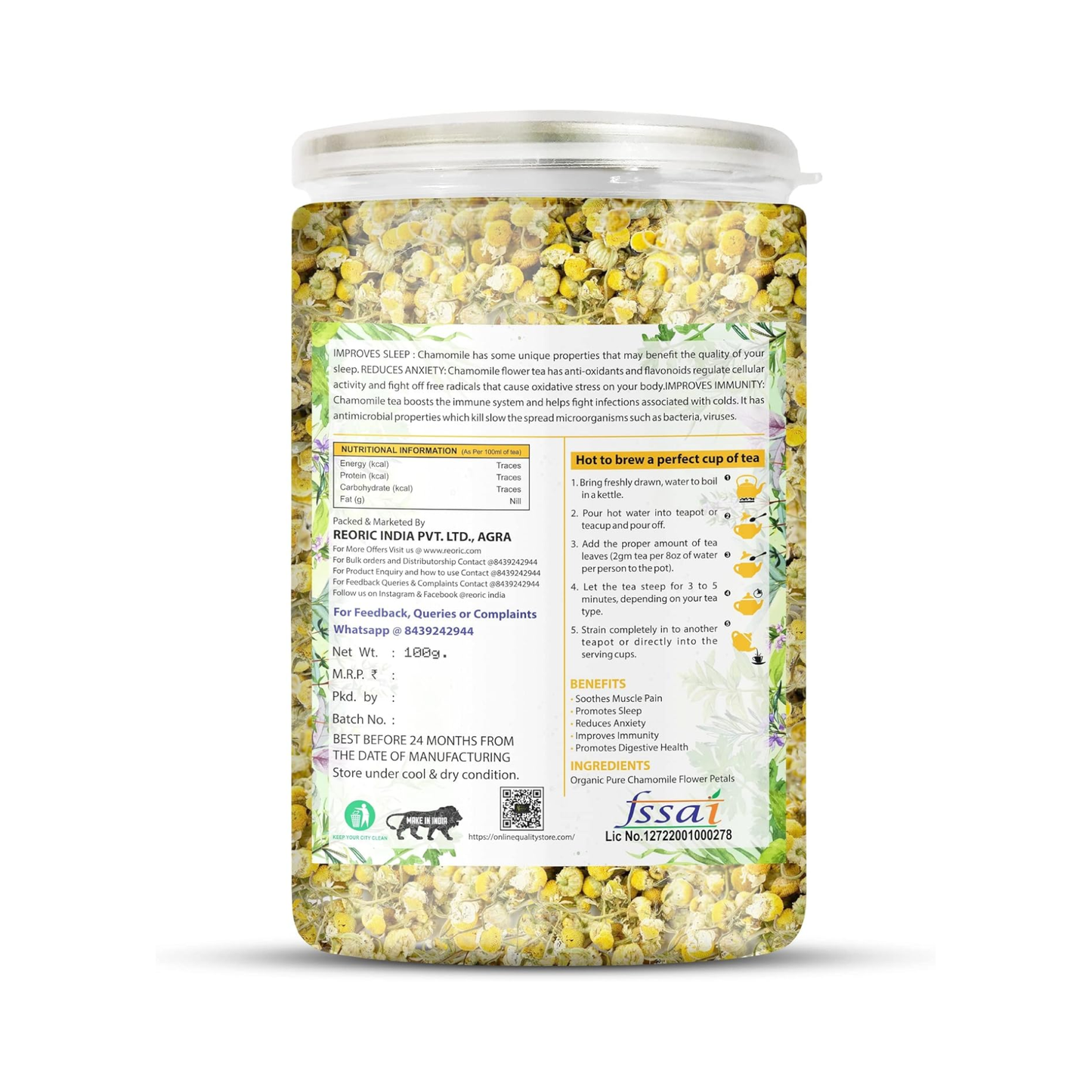 Bralcon Organic Chamomile Flower Tea-100g