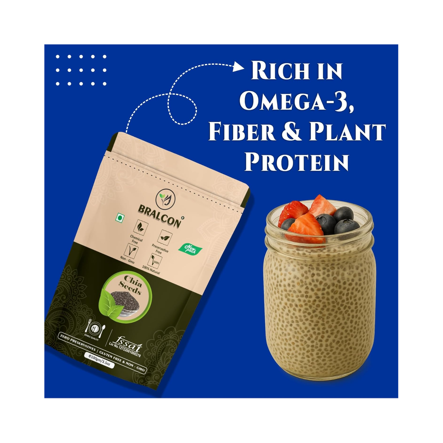 Bralcon Raw Unroasted Organic Chia Seeds-100gm