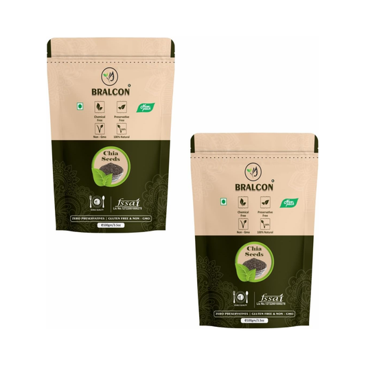 Bralcon Raw Unroasted Organic Chia Seeds -100gm(Pack of 2)