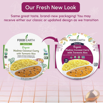 Food Earth Ready to Eat Indian Meal – Madras Coconut Curry with Turmeric Rice