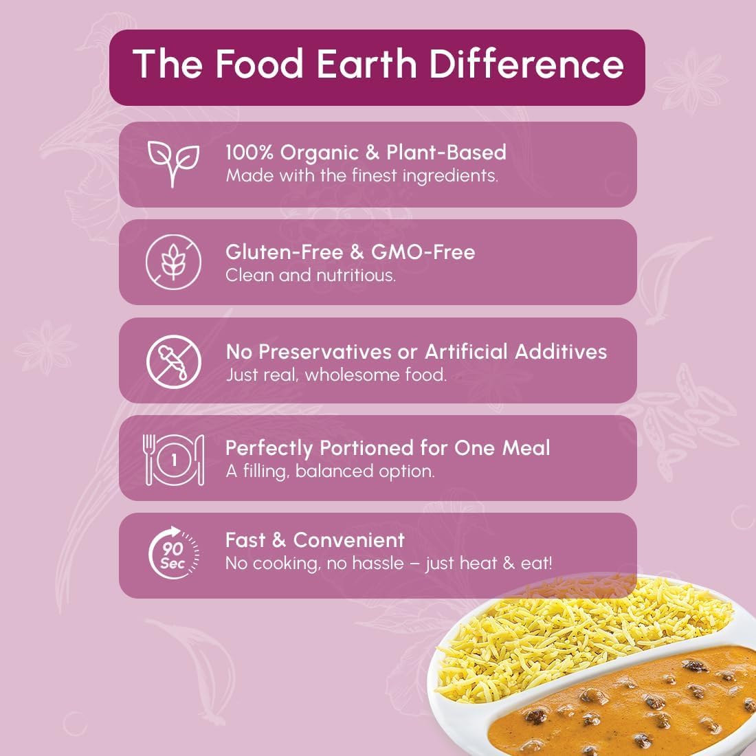 Food Earth Ready to Eat Indian Meal – Madras Coconut Curry with Turmeric Rice