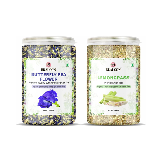 Bralcon Butterfly Pea Flower Tea, Lemongrass Tea-200g(100g x 2 Pack)