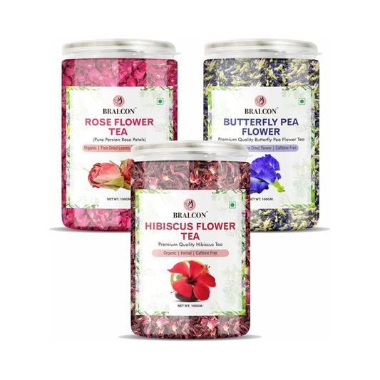 Bralcon Hibiscus Flower, Butterfly Flower, Rose Flower Tea- 300g(100g x 3 Pack)