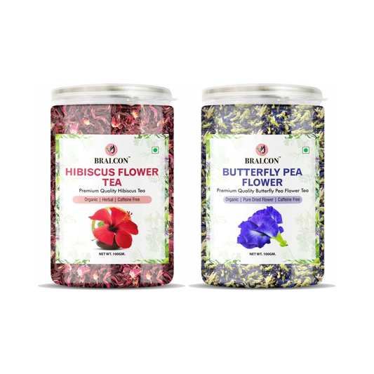 Bralcon Hibiscus Flower and Butterfly Pea Flower Tea- 200g(100g x 2 Pack)
