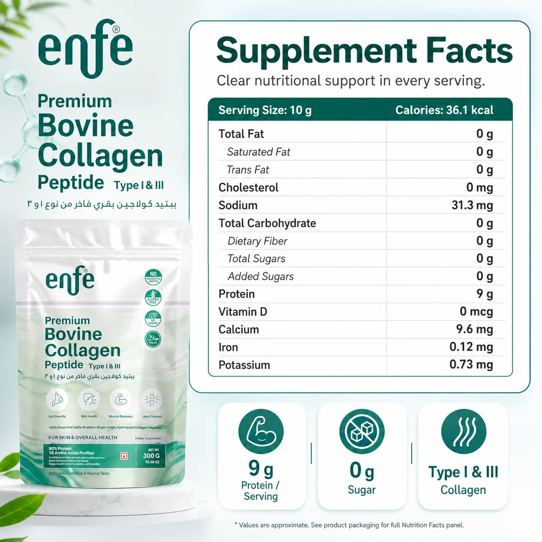 Bovine collagen Peptide Unflavored 300g