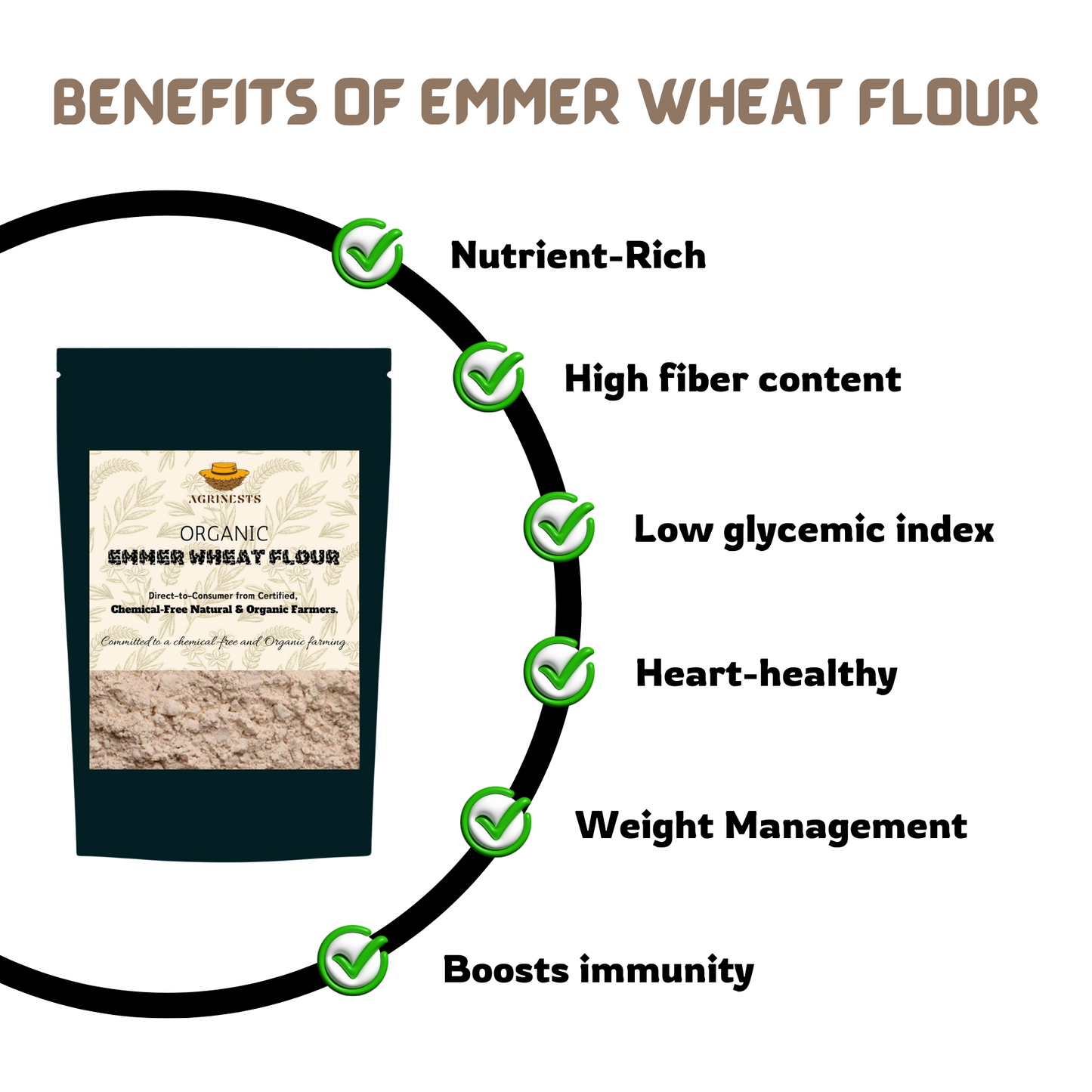 Organic Emmer Wheat Flour (Khapli Atta) 1kg