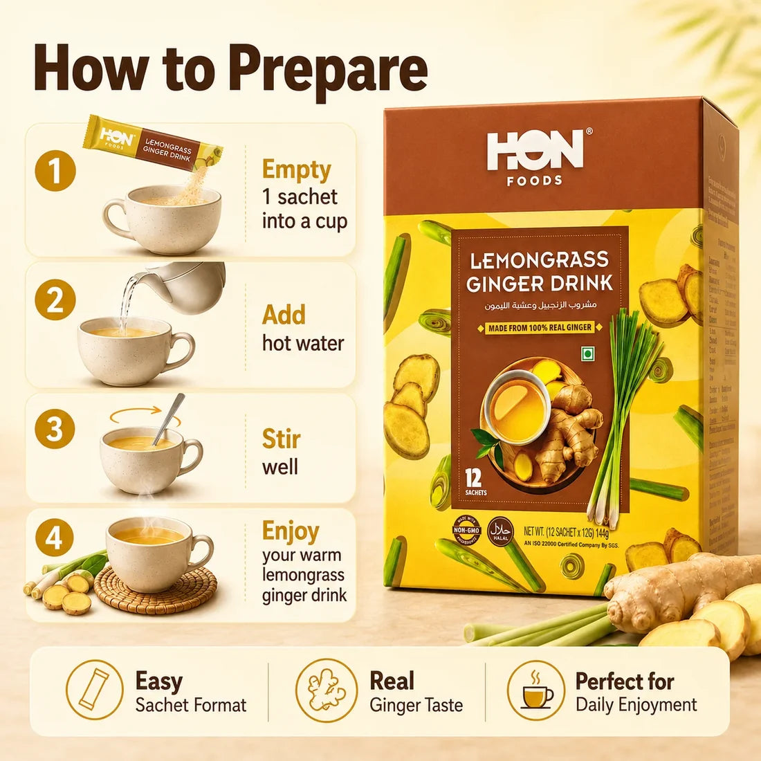 Lemon grass Ginger Instant Drink 12g X12Pcs