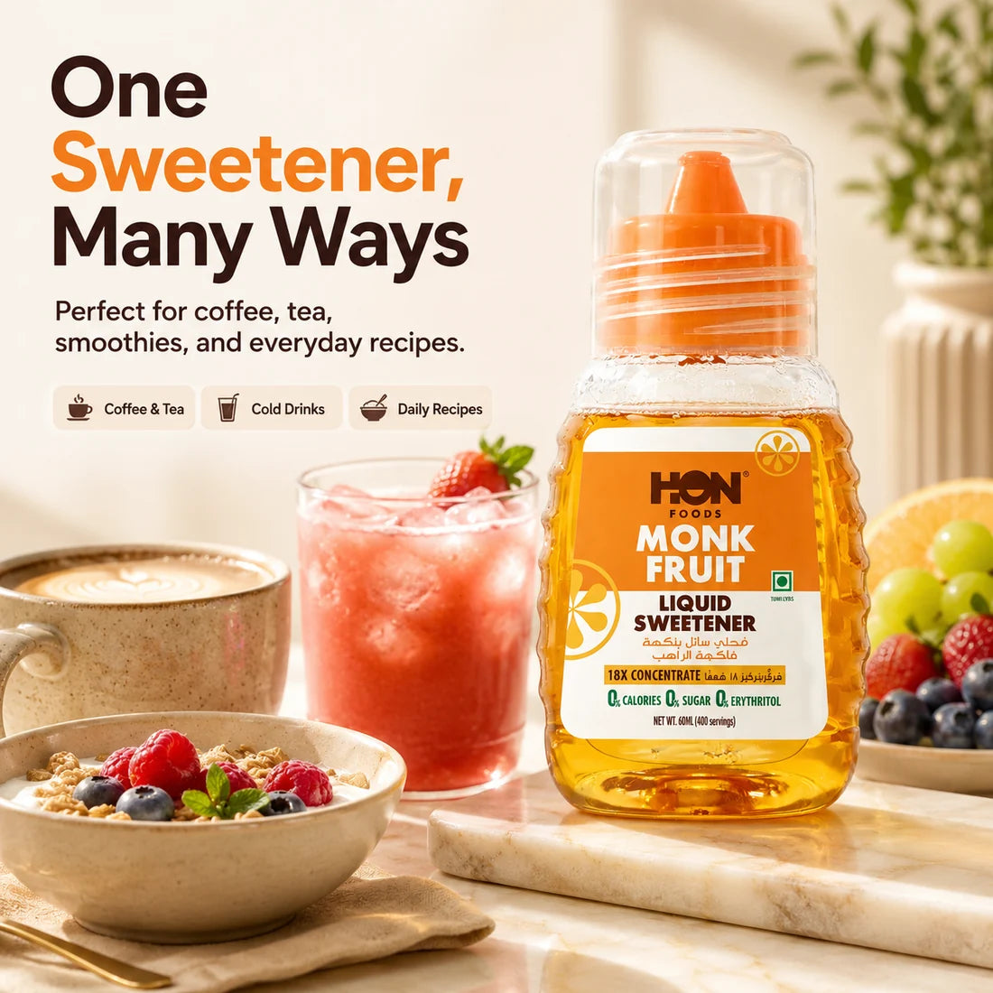 Monk Fruit Liquid Sweetener 18X Concentrate 60ml