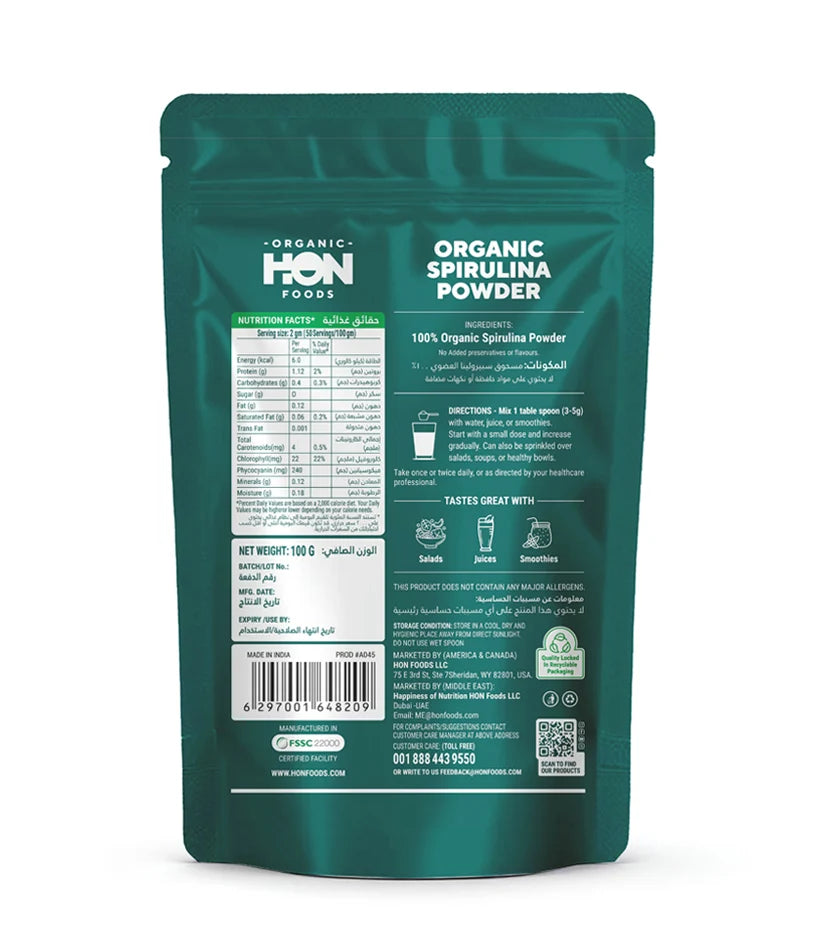 Organic Spirulina Powder 100g