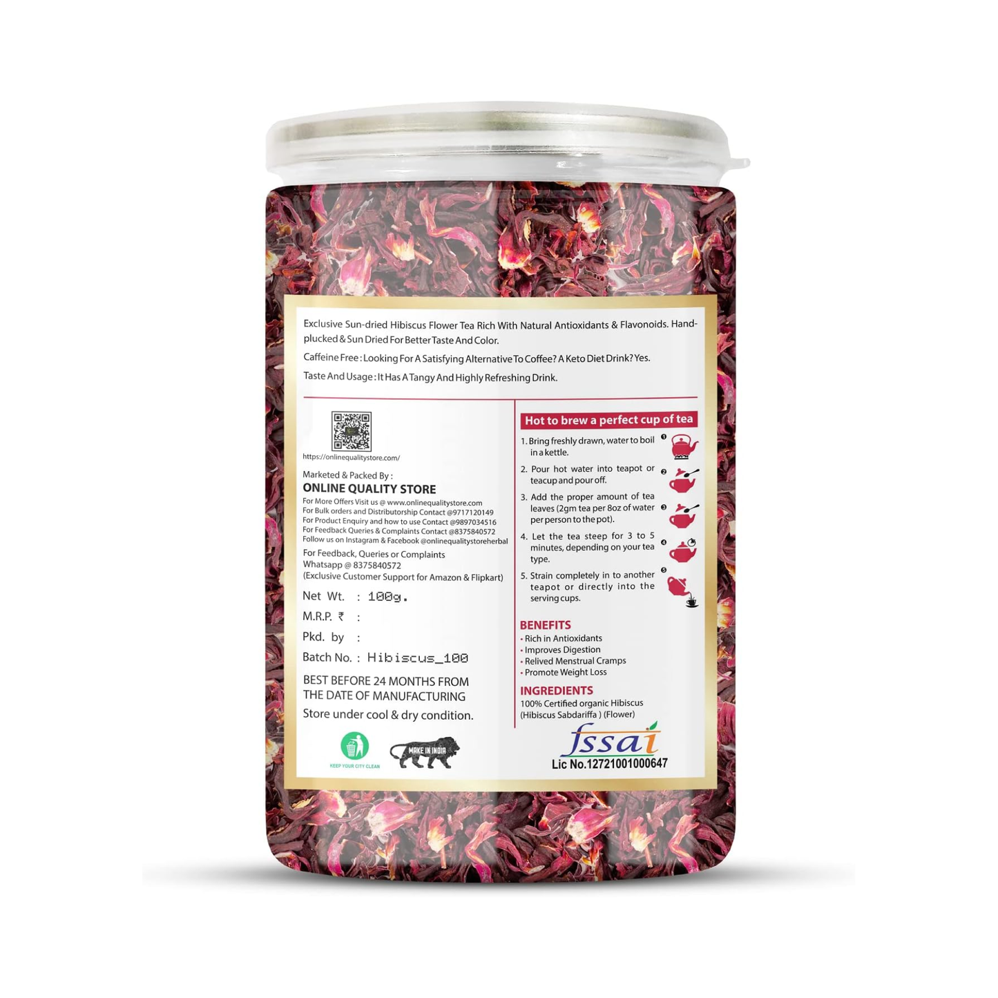 Online Quality Store Organic Hibiscus Flower Tea-50g