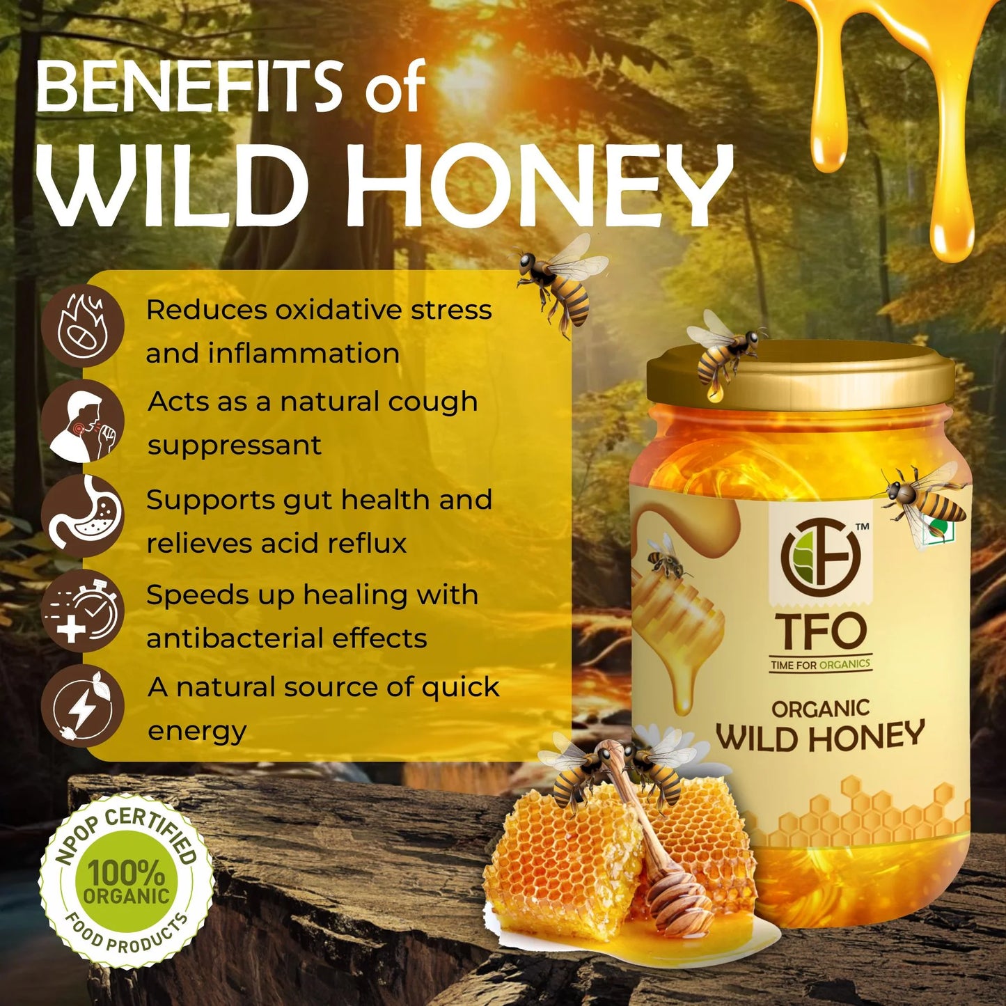 TFO Organic Wild Honey 250ml