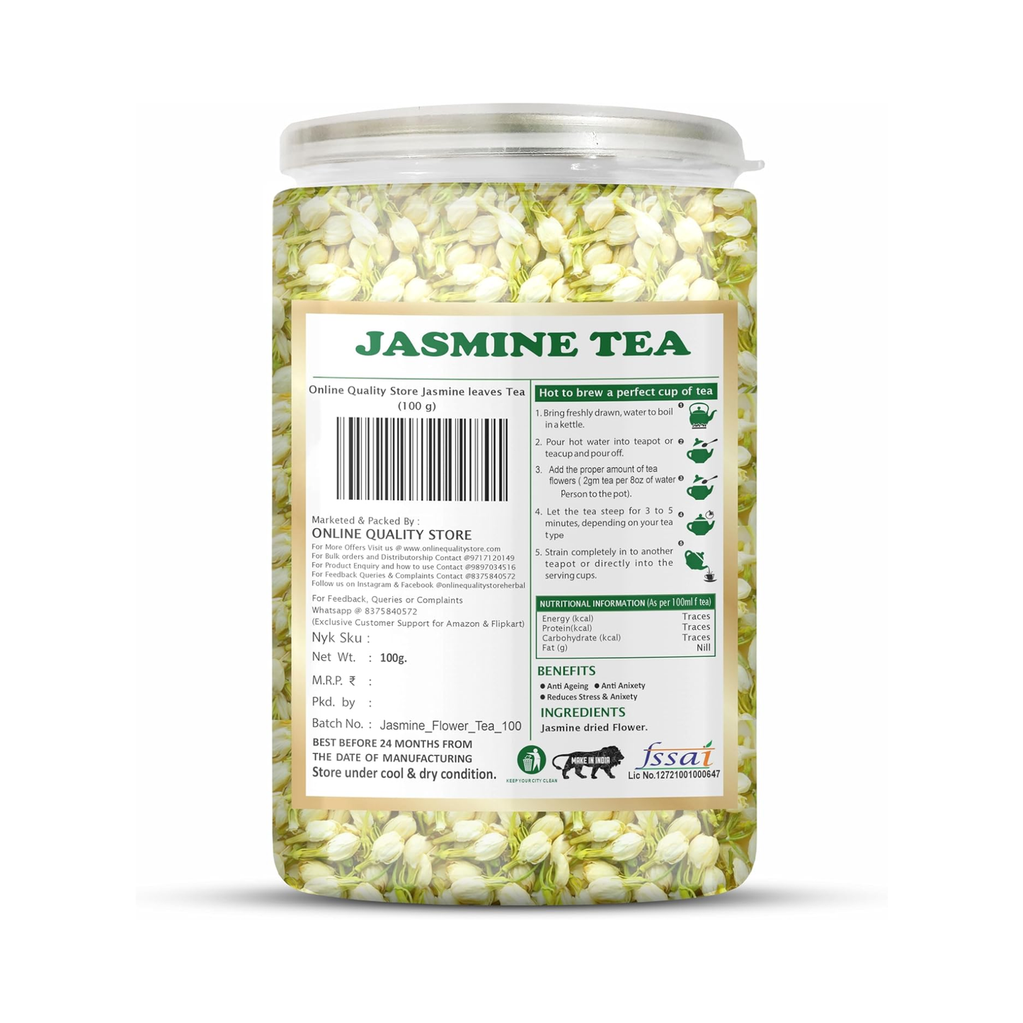 Online Quality Store Jasmine Flower Green Tea-100g