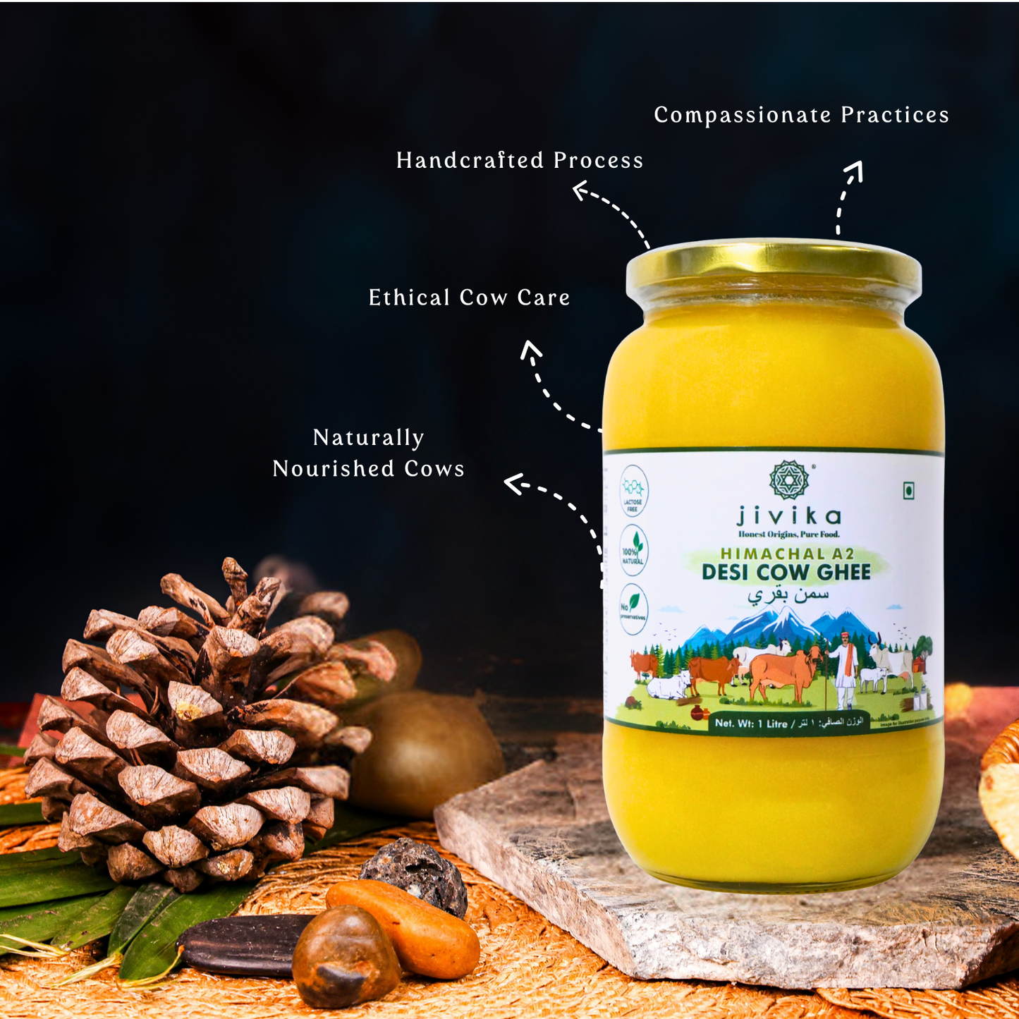Jivika Himachal A2 Desi Cow Ghee 1000ml