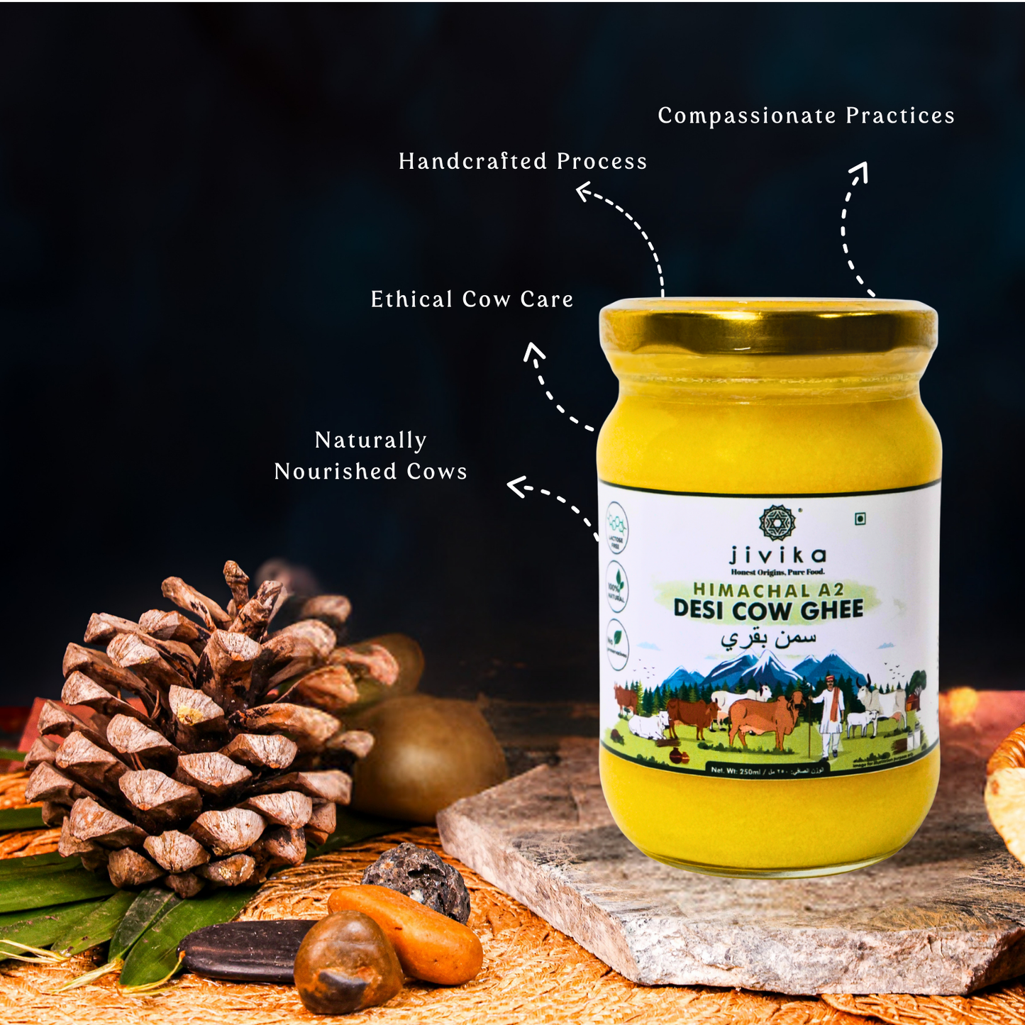 Jivika Himachal A2 Desi Cow Ghee 250ml