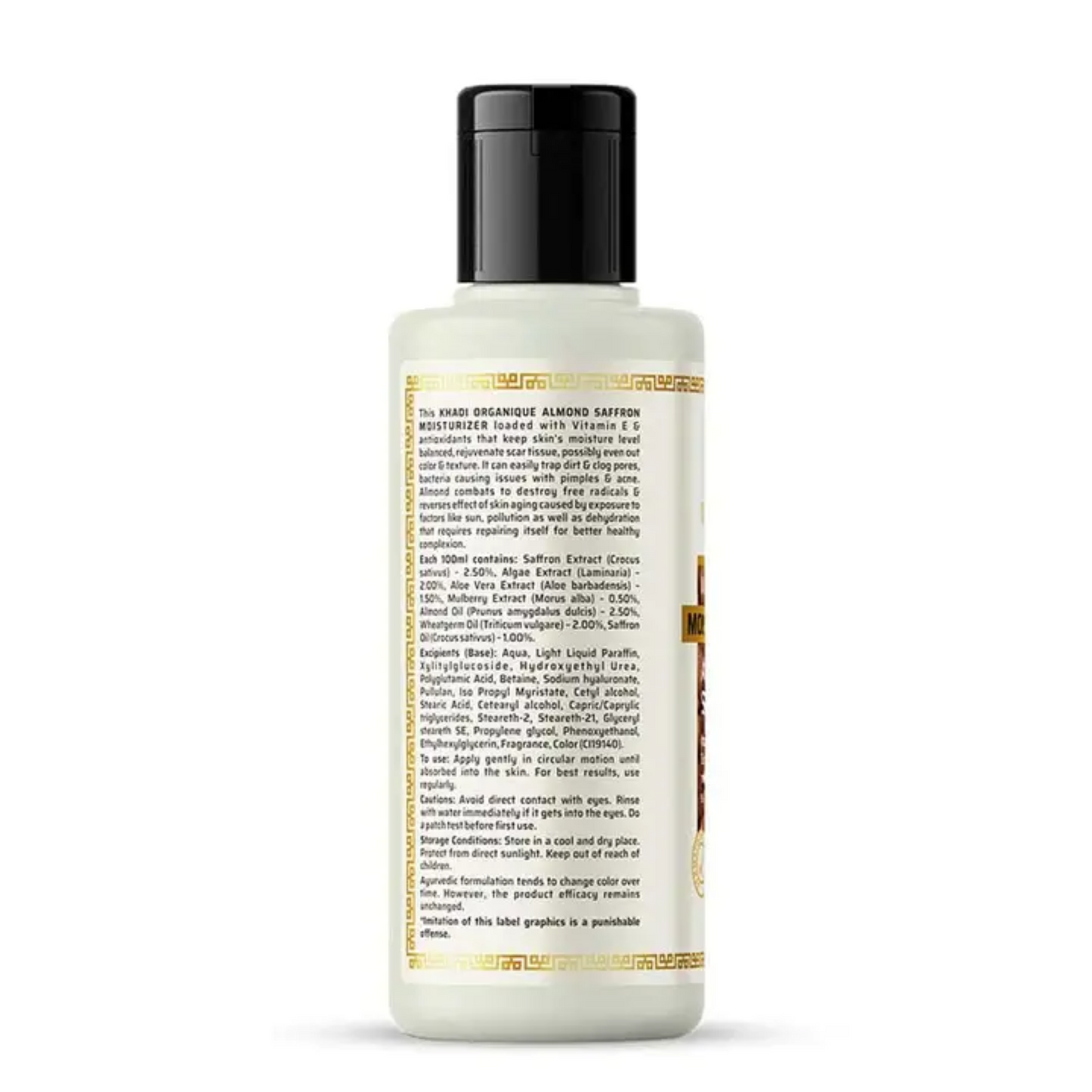 Khadi Organique Almond Saffron Moisturizer(SLS & Paraben Free) 210ml