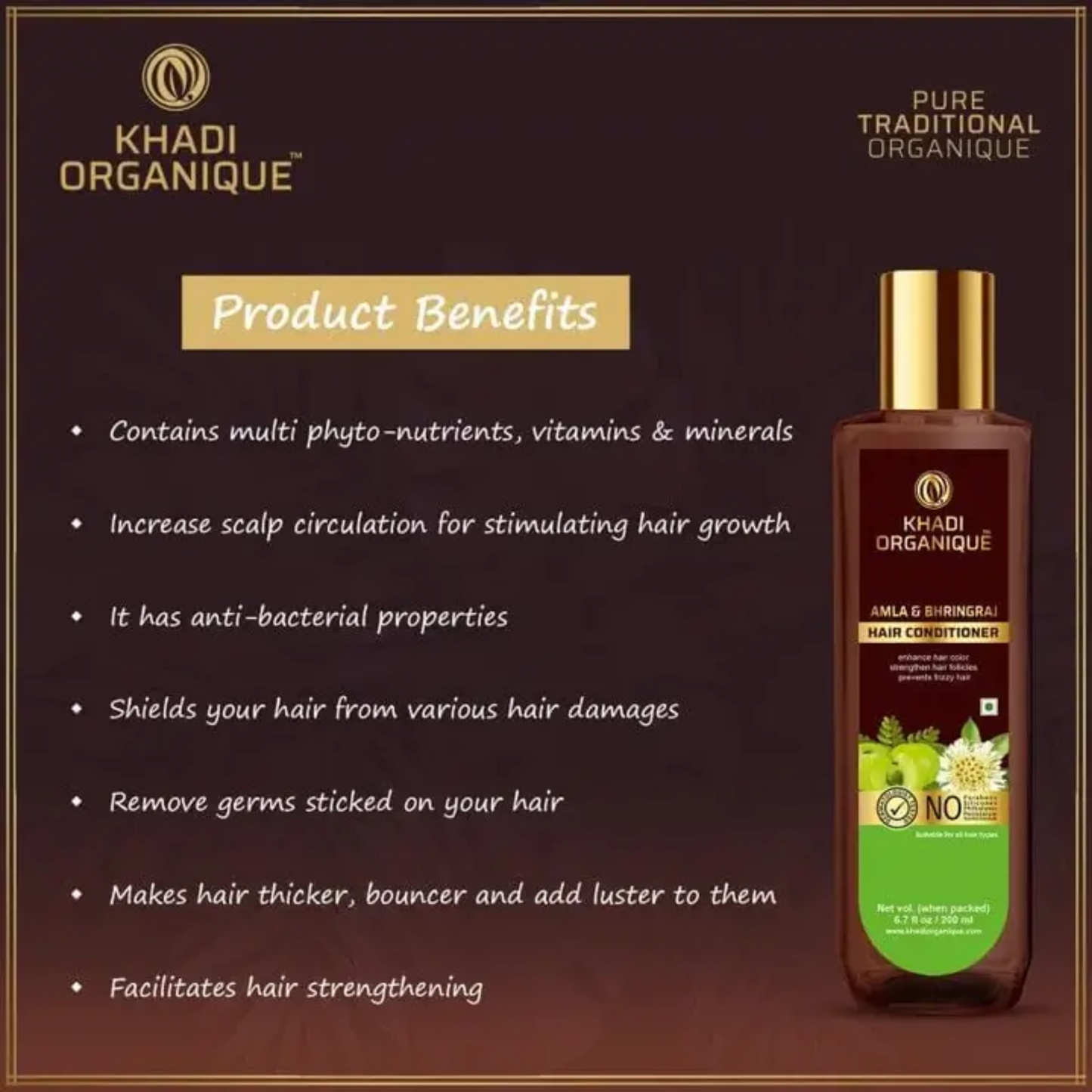 Khadi Organique Amla Bhringraj Conditioner  (SLS & Paraben free) 200ml