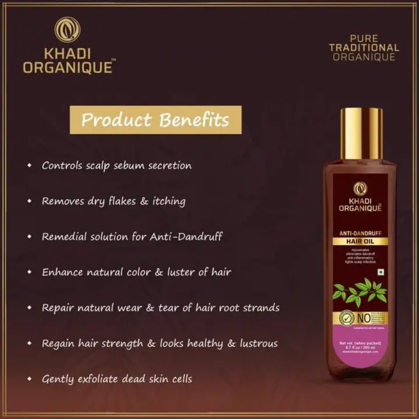 Khadi Organique Anti Dandruff Hair Oil  (Mineral Oil Free) 200ml